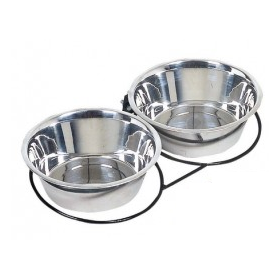 COMEDERO DOBLE CON SOPORTE PARA PERROS 21 CM COMEDERO DOBLE CON SOPORTE PARA PERROS 21 CM