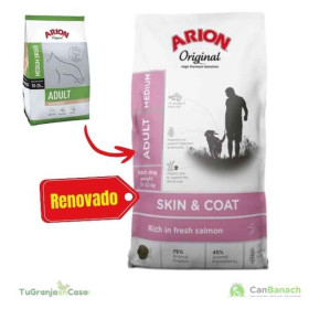 Arion Original Adult Medium Salmón 12 kg ahora se llama Skin & Coat Medium Breed con salmón Arion Adult Medium Skin & Coat