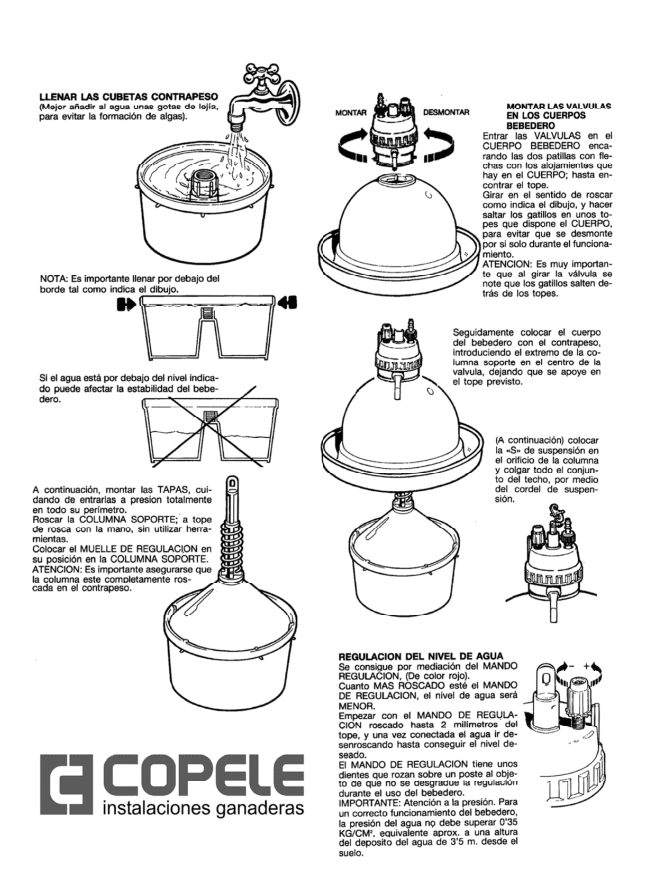 Pasos para el montaje del bebedero automático colgante para aves 30362